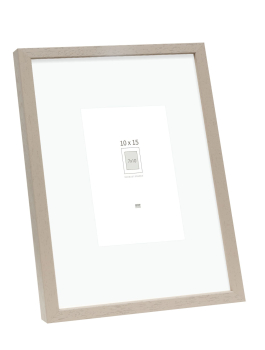 Basic, taupe hoog profiel in hout met passepartout