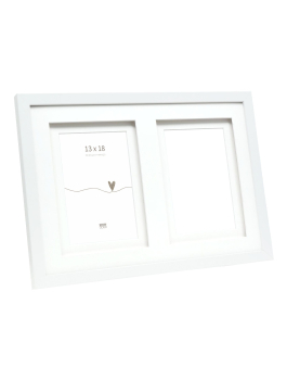Fotokader in wit met dubbele passe-partout voor 2 foto's