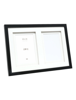 Fotokader in zwart met dubbele passe-partout voor 2 foto's