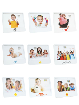 Promo pakket fotolijstjes emoticons en leuke designs : 9 + 9 gratis